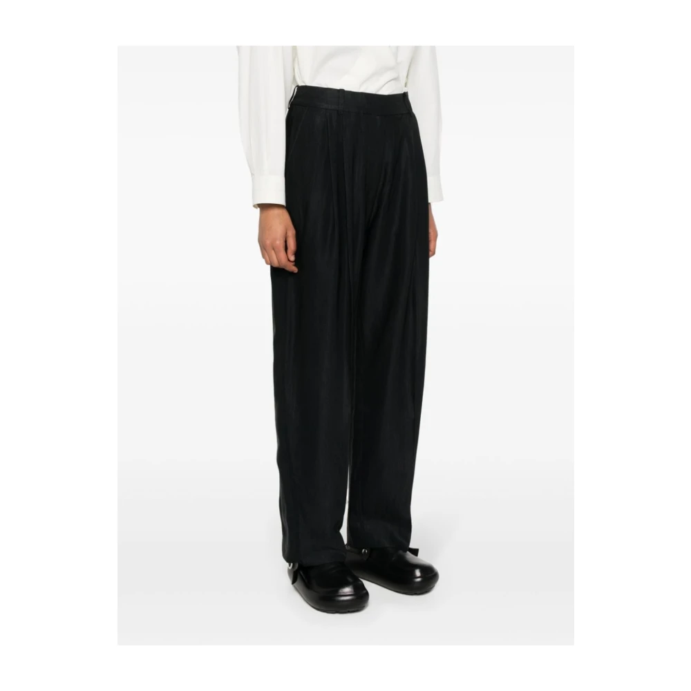 Studio Nicholson Blauwe Hoge Taille Broek met Plooien Blue Dames