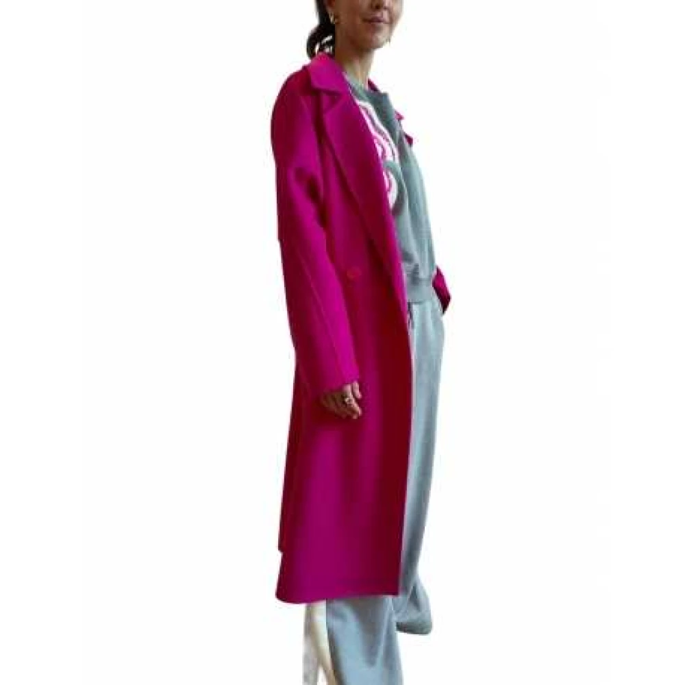 Essentiel Antwerp Fuchsia double-breasted jas met riem Pink Dames