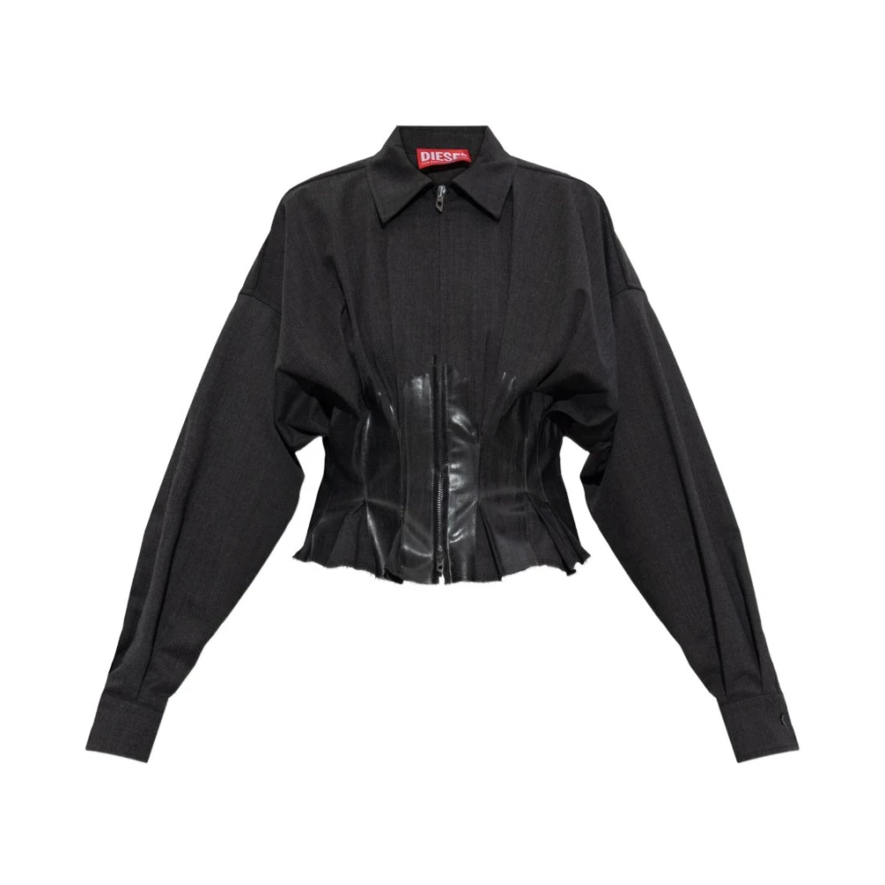 Diesel Vrouw Grijs Overhemden Dames, S, Wol, Tailoring Shirt-Jacket