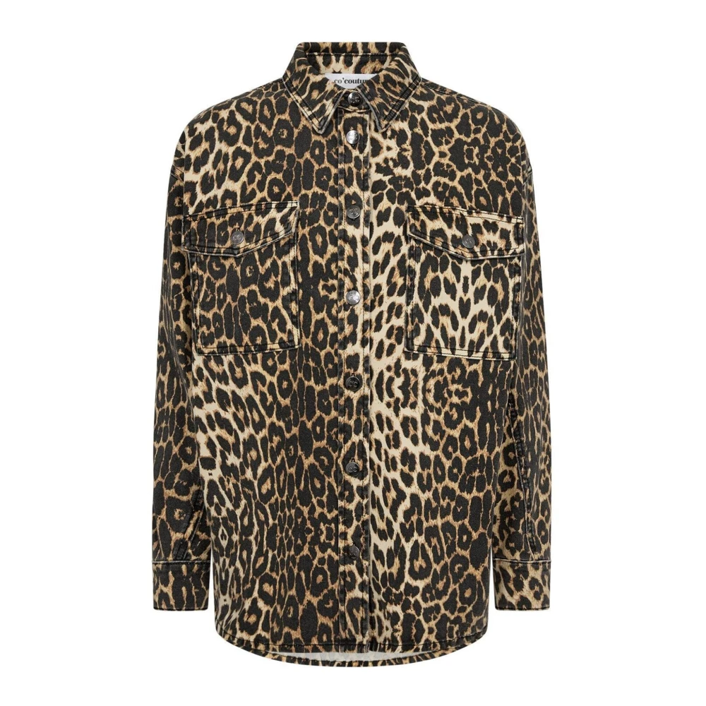 Co'Couture Leocc Denim Shirt Jas Luipaardprint Multicolor Dames