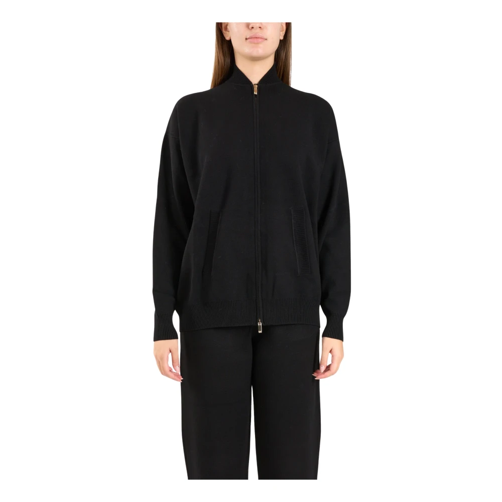 Max Mara Studio Theorem Gebreide Bomberjack Black Dames
