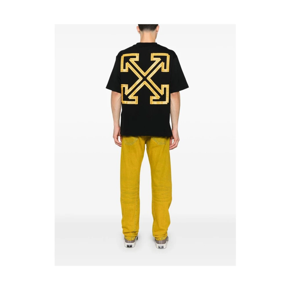 Off White Zwart Logo Print Pijl T-shirt Black Heren