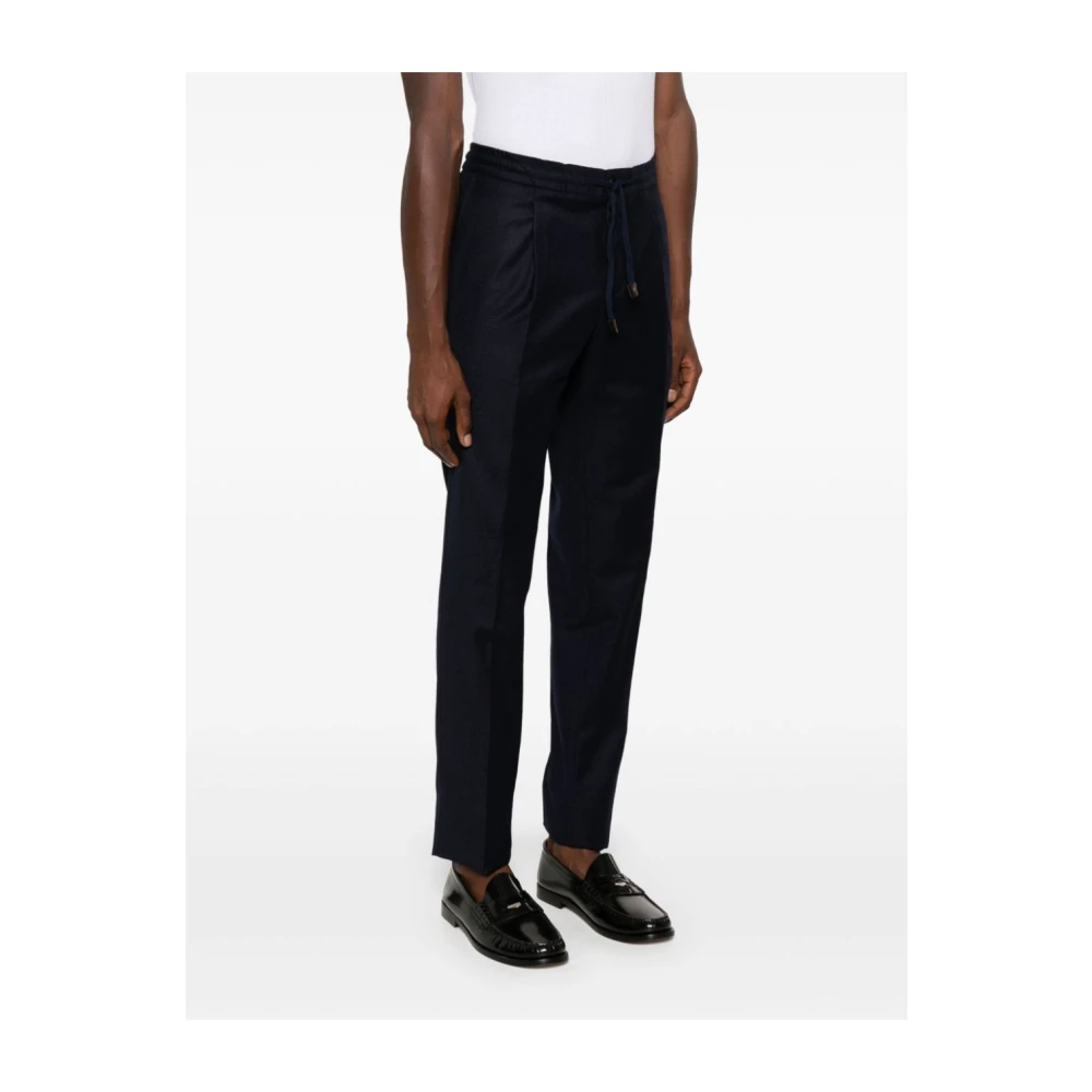 Incotex Navy Wol Pantalon Slim Fit Blue Heren