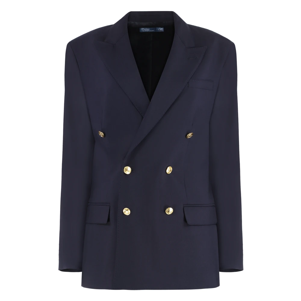 Polo Ralph Lauren Ull Dubbelknäppt Blazer Blue, Dam