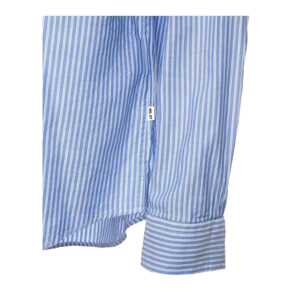 Nn07 Arne Gestreept Overhemd met Button-Down Kraag Blue Heren