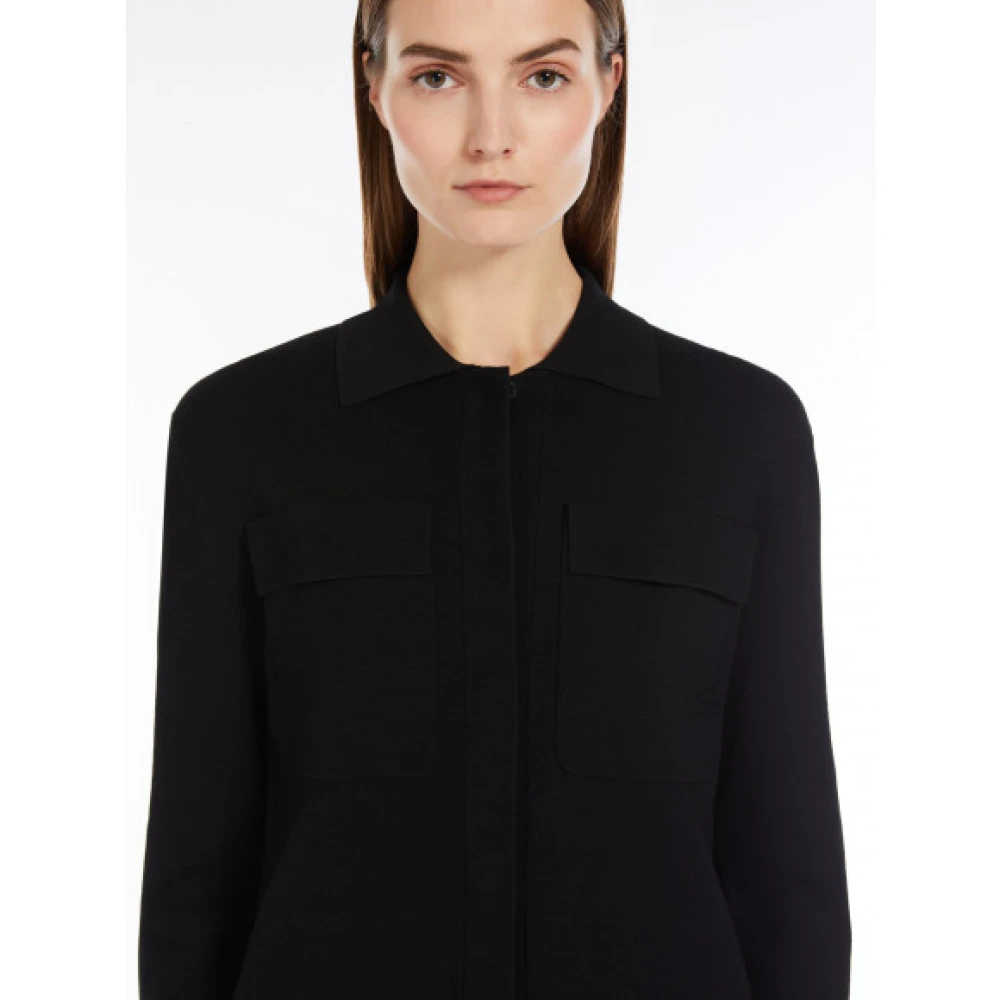 Max Mara Jasje met linnen-gebreide textuur en tailleband Black Dames