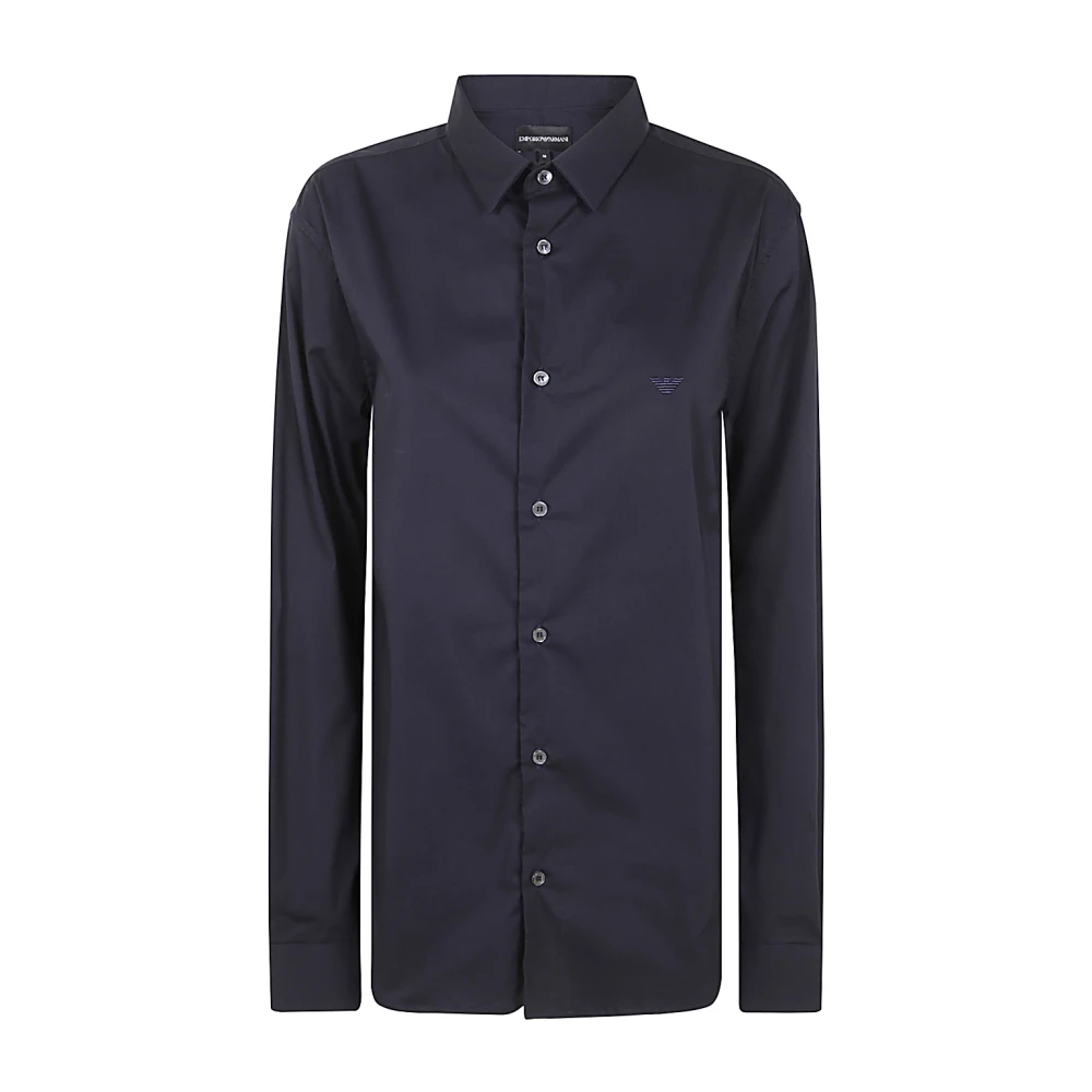 Emporio Armani Donkerblauwe Casual Overhemd Blue Heren