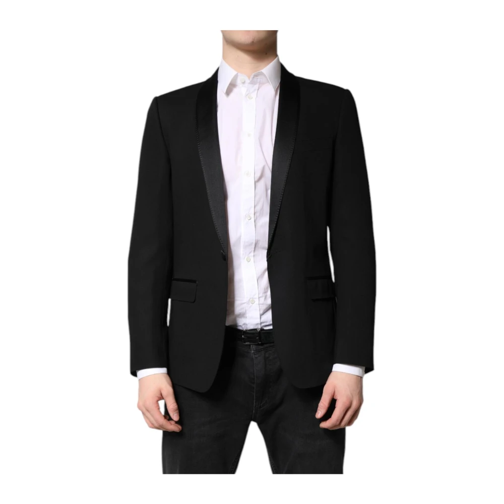 Dolce & Gabbana , Blazers, Male, Black, S, Luxury Silk Blend Slim Fit Blazer