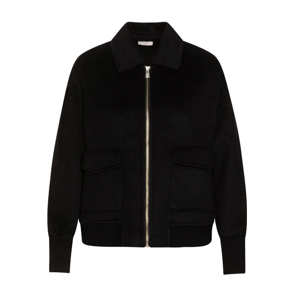 Liu Jo Moderne wollen blend jas met klepzakken Black Dames
