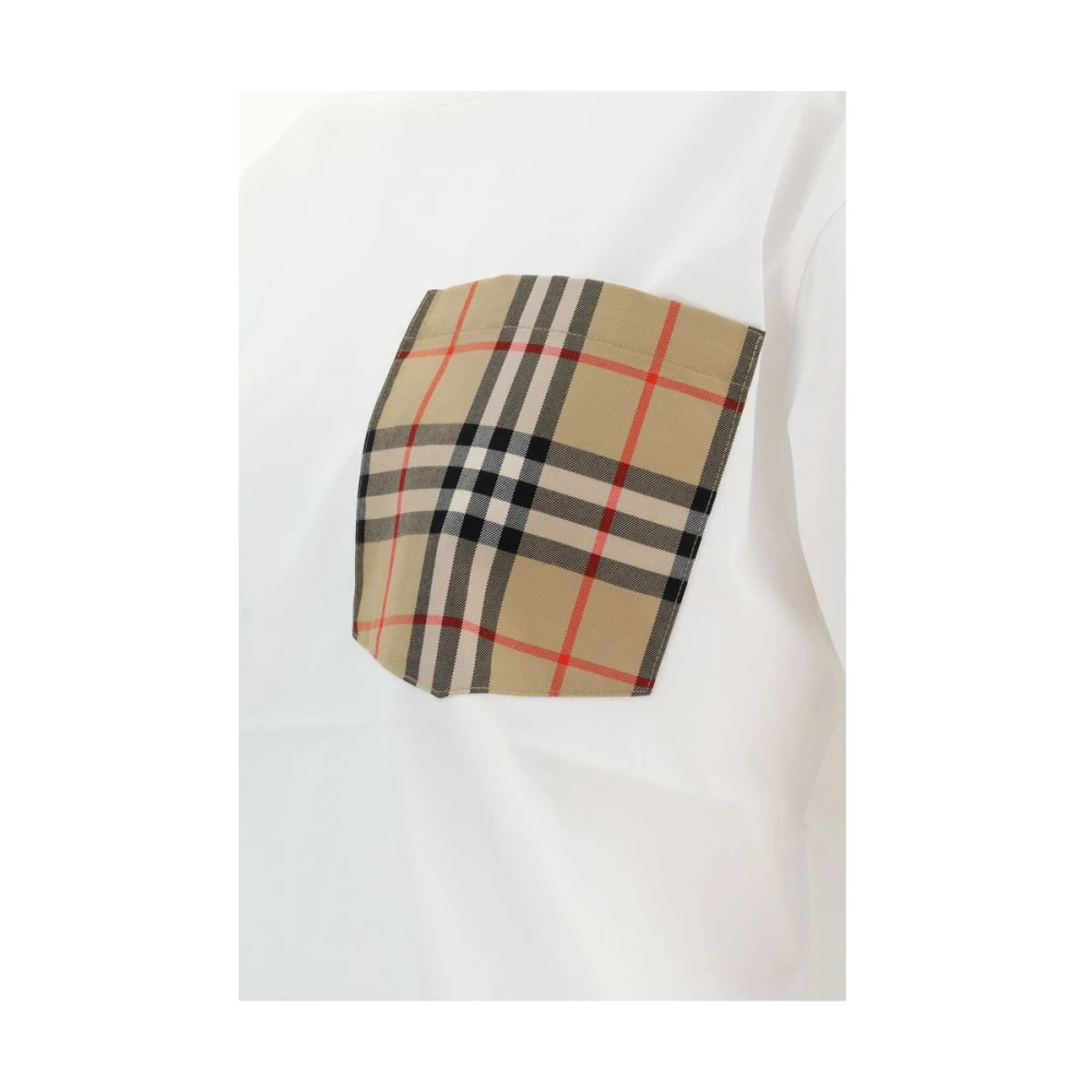Burberry Geruite Zak Katoenen T-Shirt White Dames