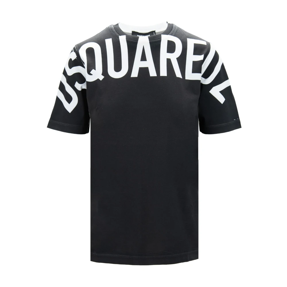 Dsquared2 Zwart Geribbelde Kraag T-Shirt Black Heren