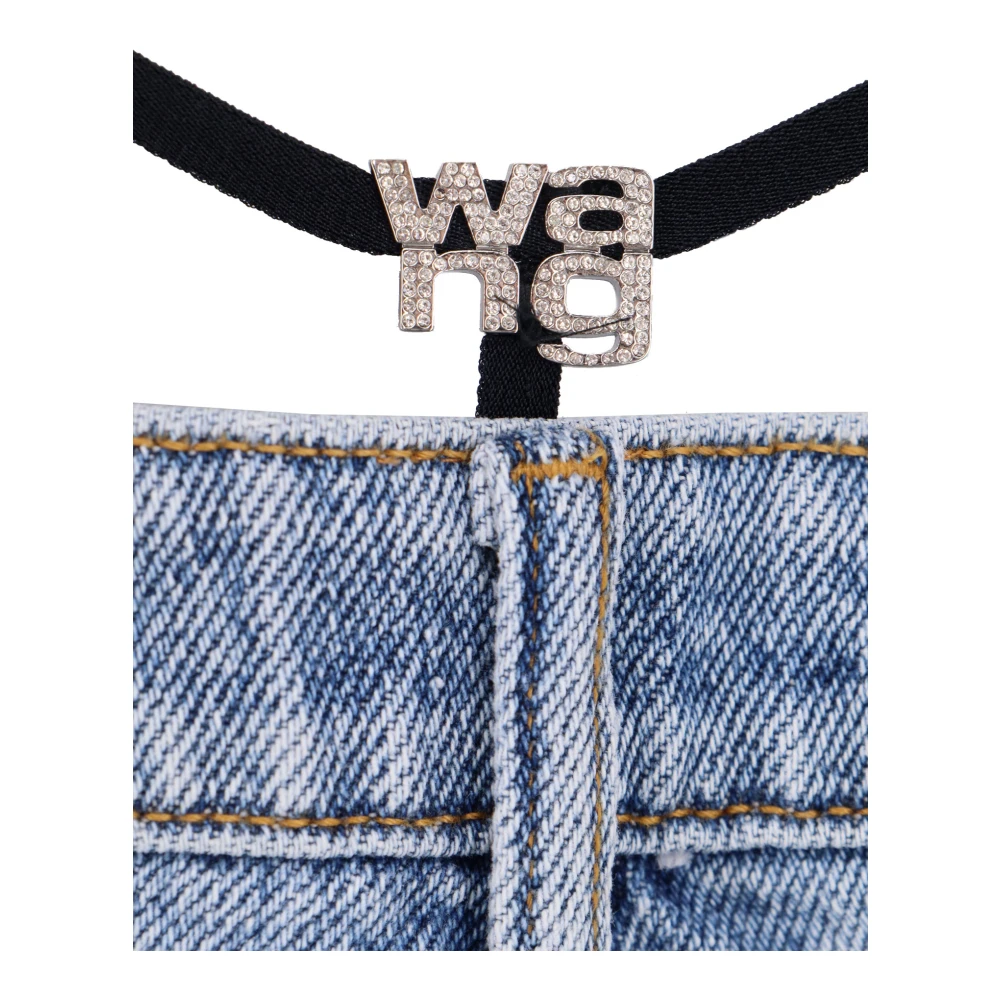 alexander wang Blauwe Wide Leg Jeans met Stretchband Blue Dames