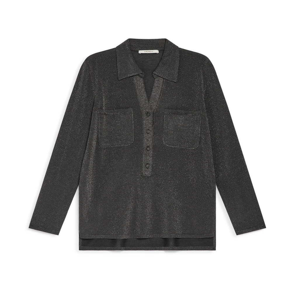 Maliparmi Glanzende Fluid Lurex Trui Gray Dames