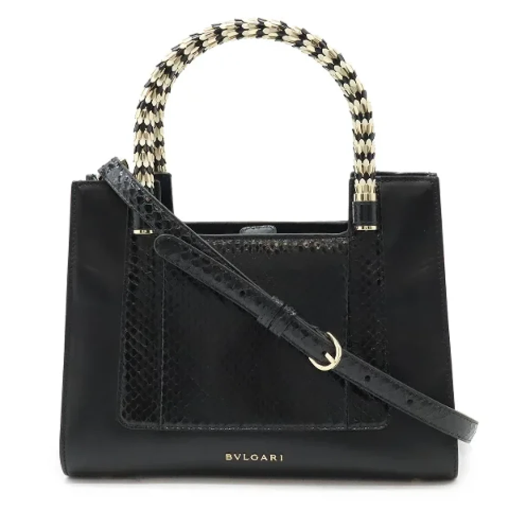 Bvlgari Vintage Pre-owned Leather handbags Black Dames