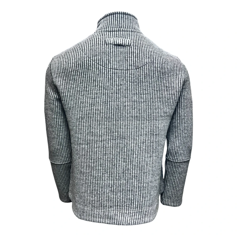 Brixtol Textiles Grijze Gebreide Jas met Tweewegrits Gray Heren