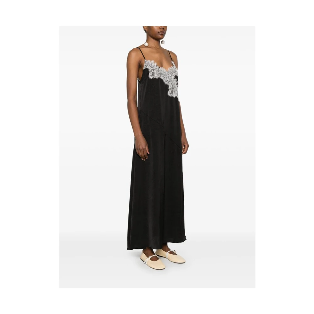 BAUM UND PFERDGARTEN Bloemenkant V-hals Jurk met Split Black Dames