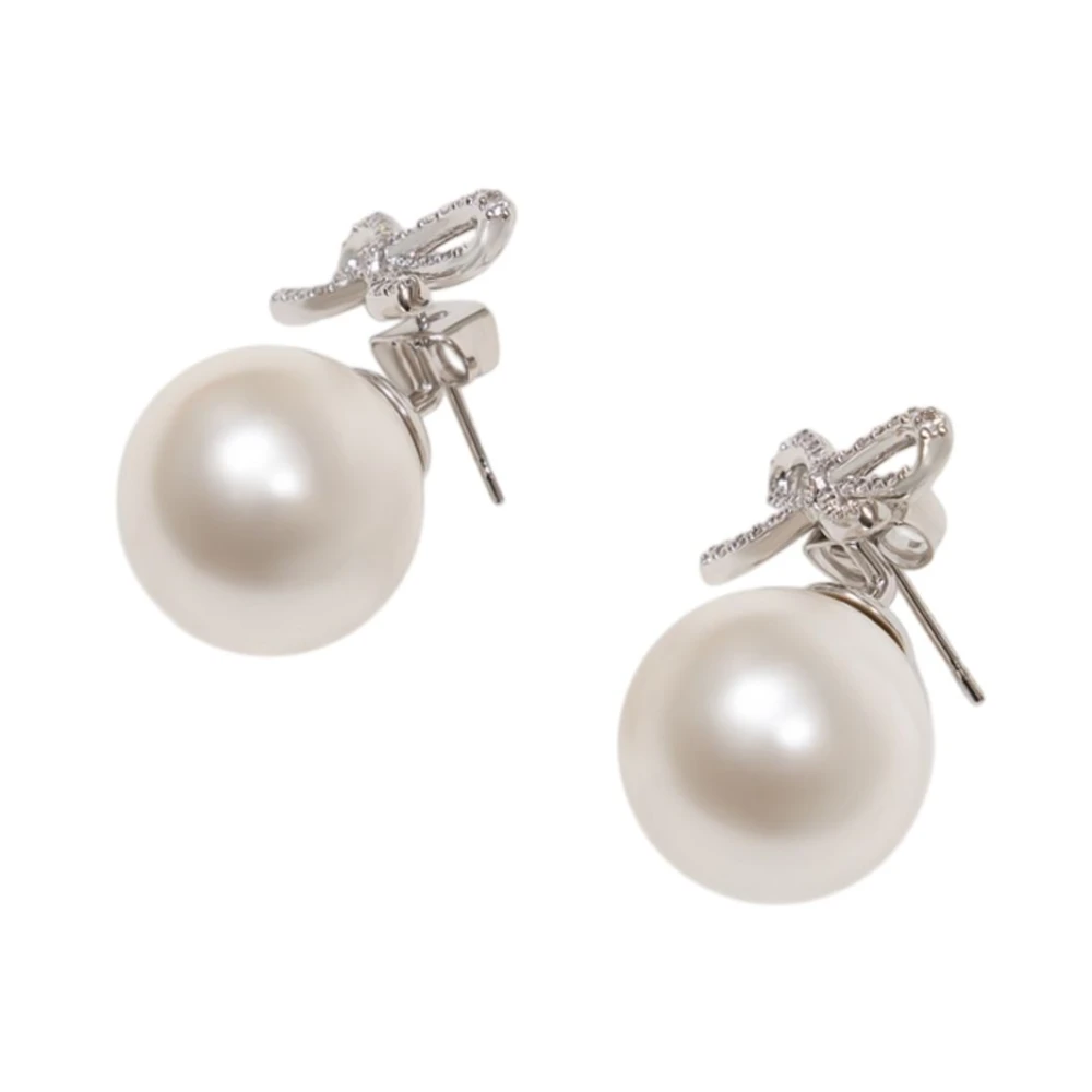 Self Portrait , Earrings, Female, Gray, One Size, Crystal Bow Pearl Back Earrings