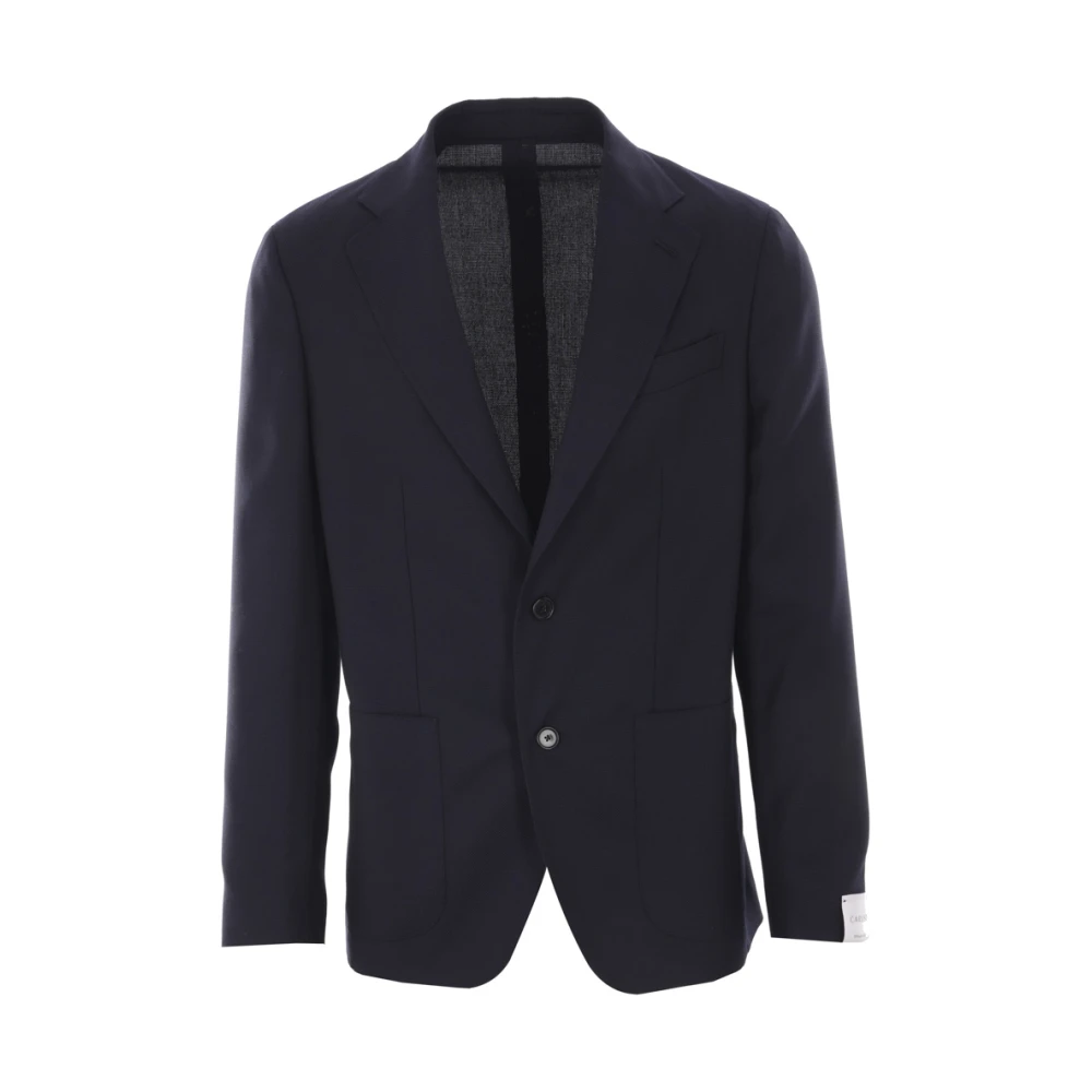 Caruso Blauwe Wol Single-Breasted Jas Blue Heren