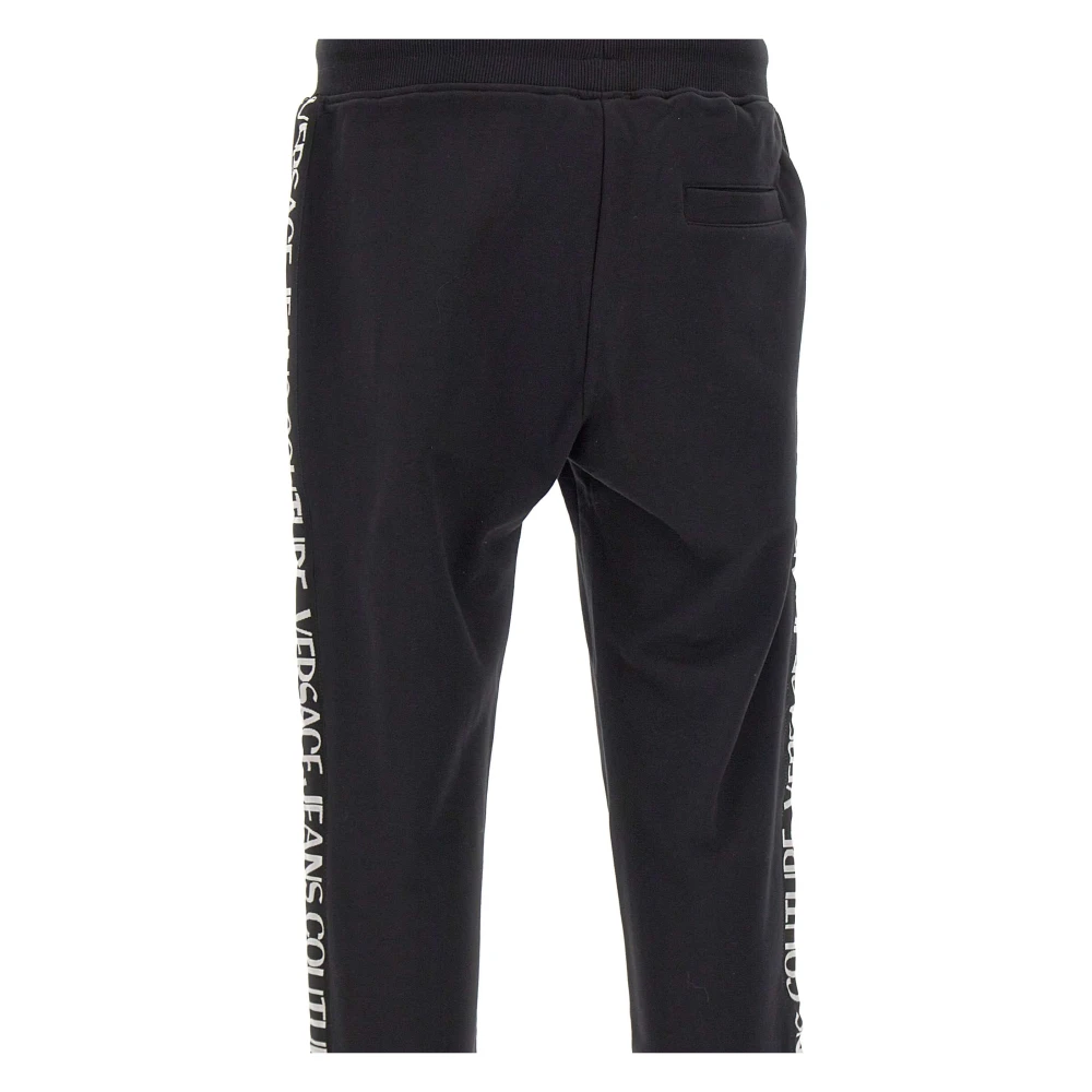 Versace Jeans Couture Zwarte Katoenen Jogger met Logoinzetstukken Black Heren