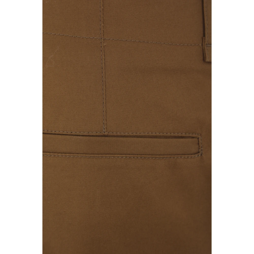 Saint Laurent Straight Leg Cotton Twill Trousers Brown Dames