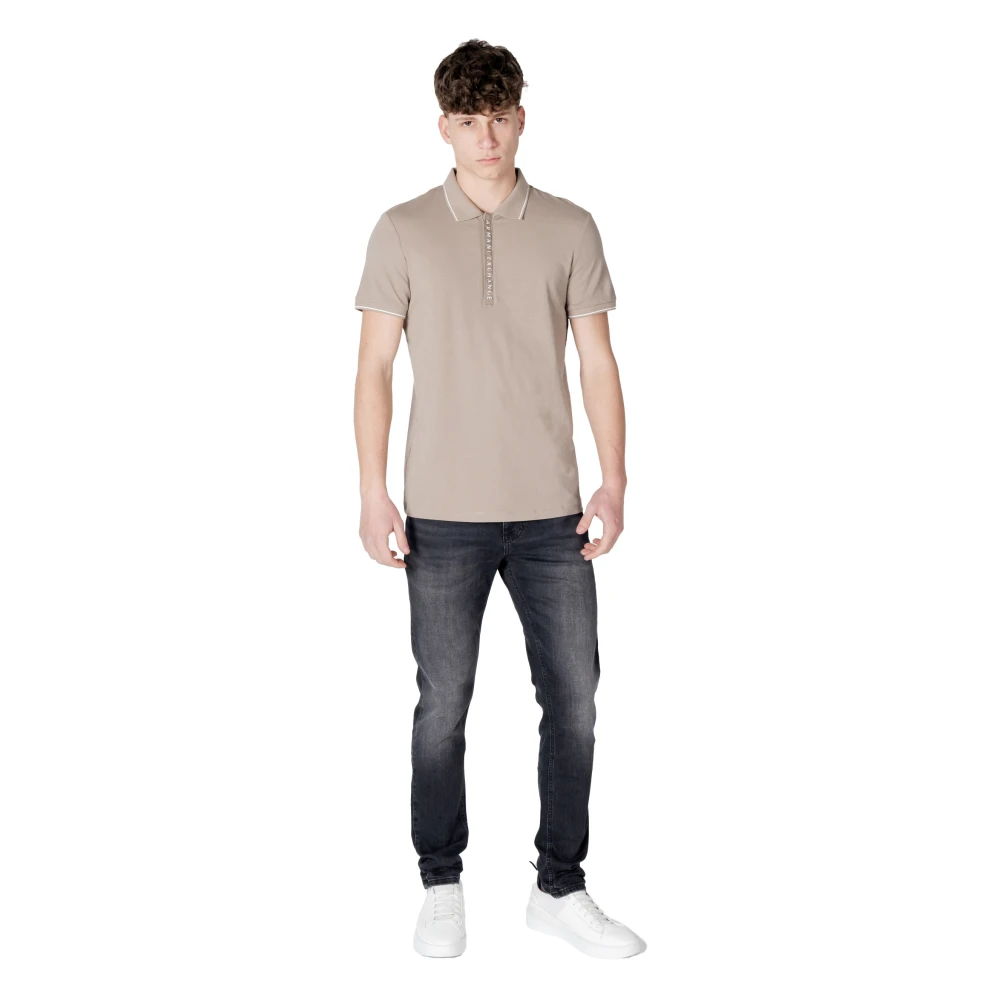 Armani Exchange Polo Korte Mouw Lente Zomer Collectie Beige Heren
