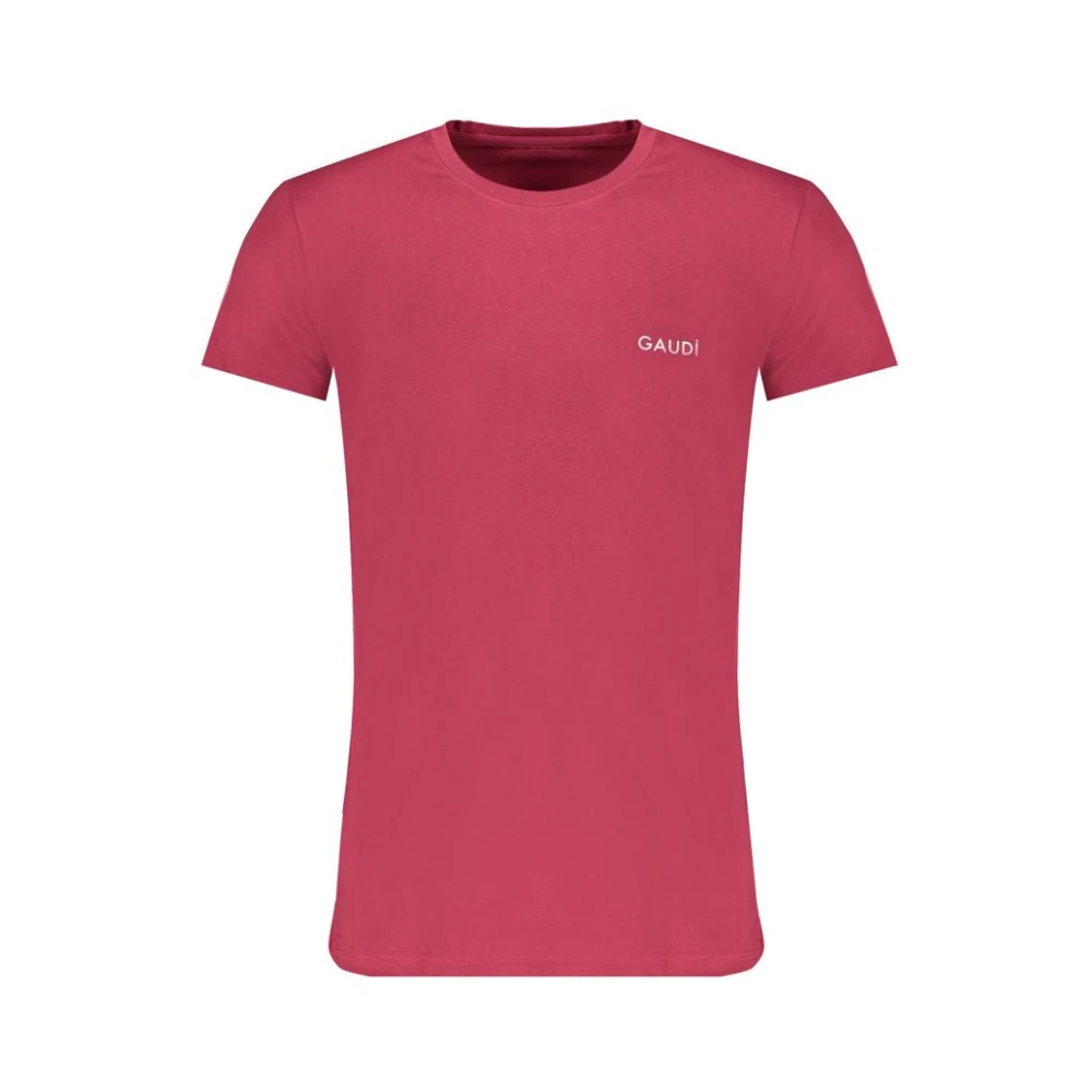 Gaudi Rode Katoen Print Logo T-Shirt Red Heren