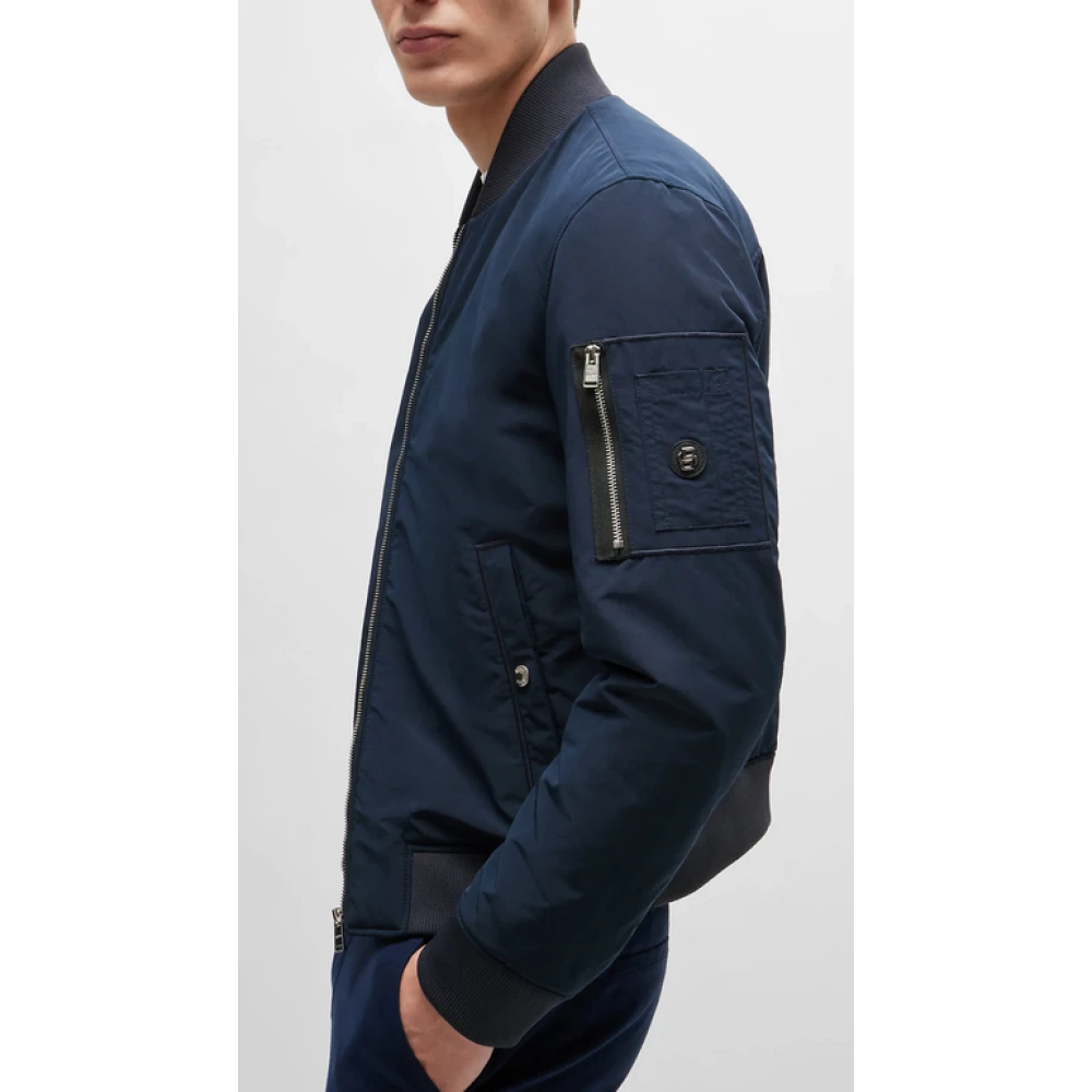 Hugo Boss Marine Bomberjack met ritssluiting zakken Blue Heren