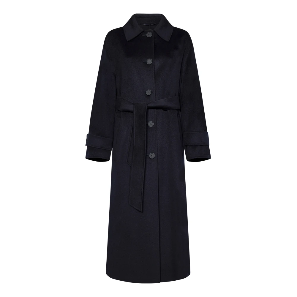 Max Mara Blauwe Wollen Kasjmierjas met Riem Blue Dames