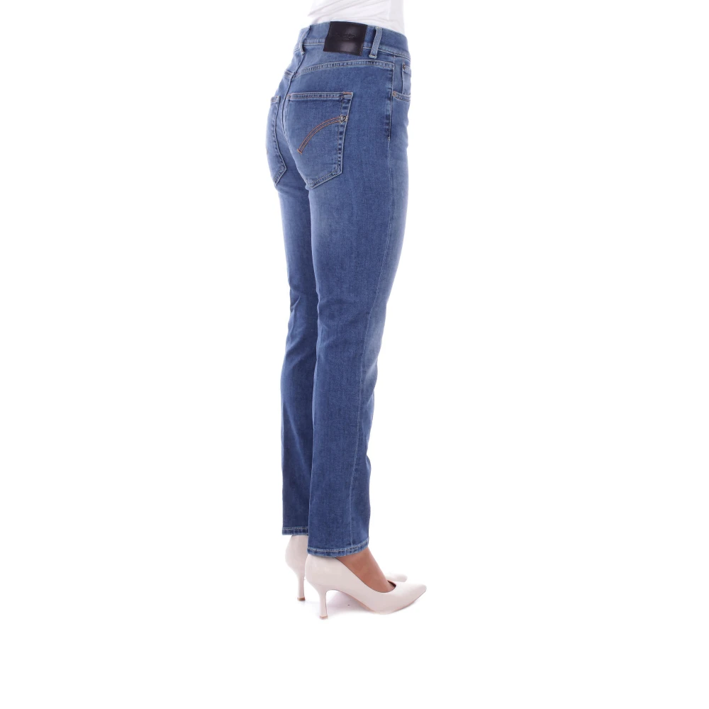 Dondup Slim Fit Denim Jeans met Logo Blue Dames