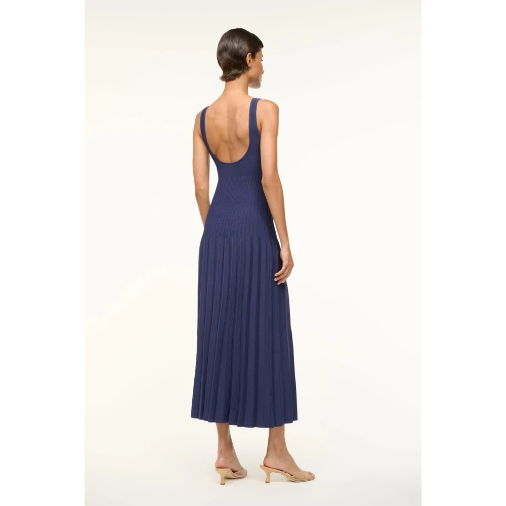 Staud Geplooide Midi Jurk Blue Dames