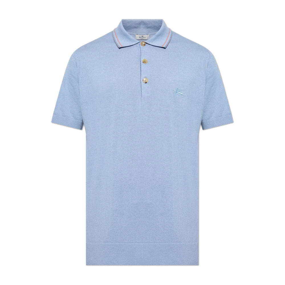 ETRO Katoenen polo met geborduurd logo Blue Heren