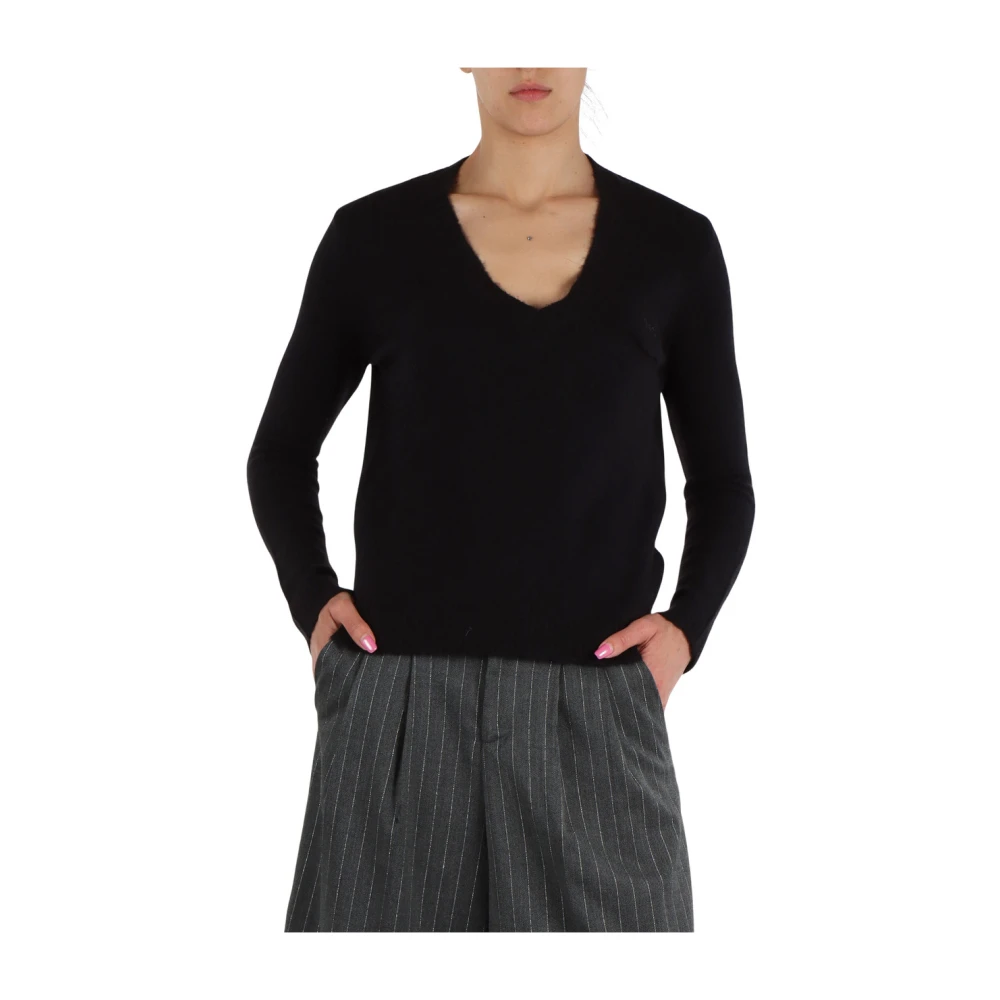 Liu Jo V-hals wol en alpaca trui Black Dames