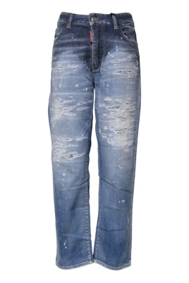 Trasiga Midjehöga Raka Jeans i Bomull