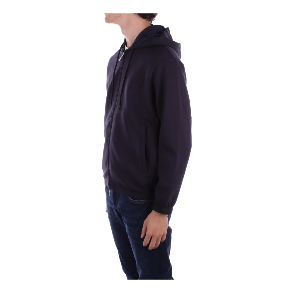 Emporio Armani Blauwe Hoodie Logo Rits Zakken Blue Heren