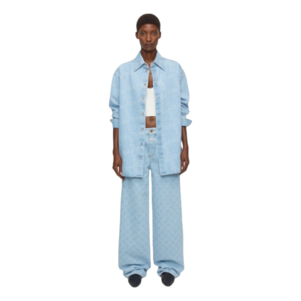 closed Denim Logo Shirt Blauw Blue Dames
