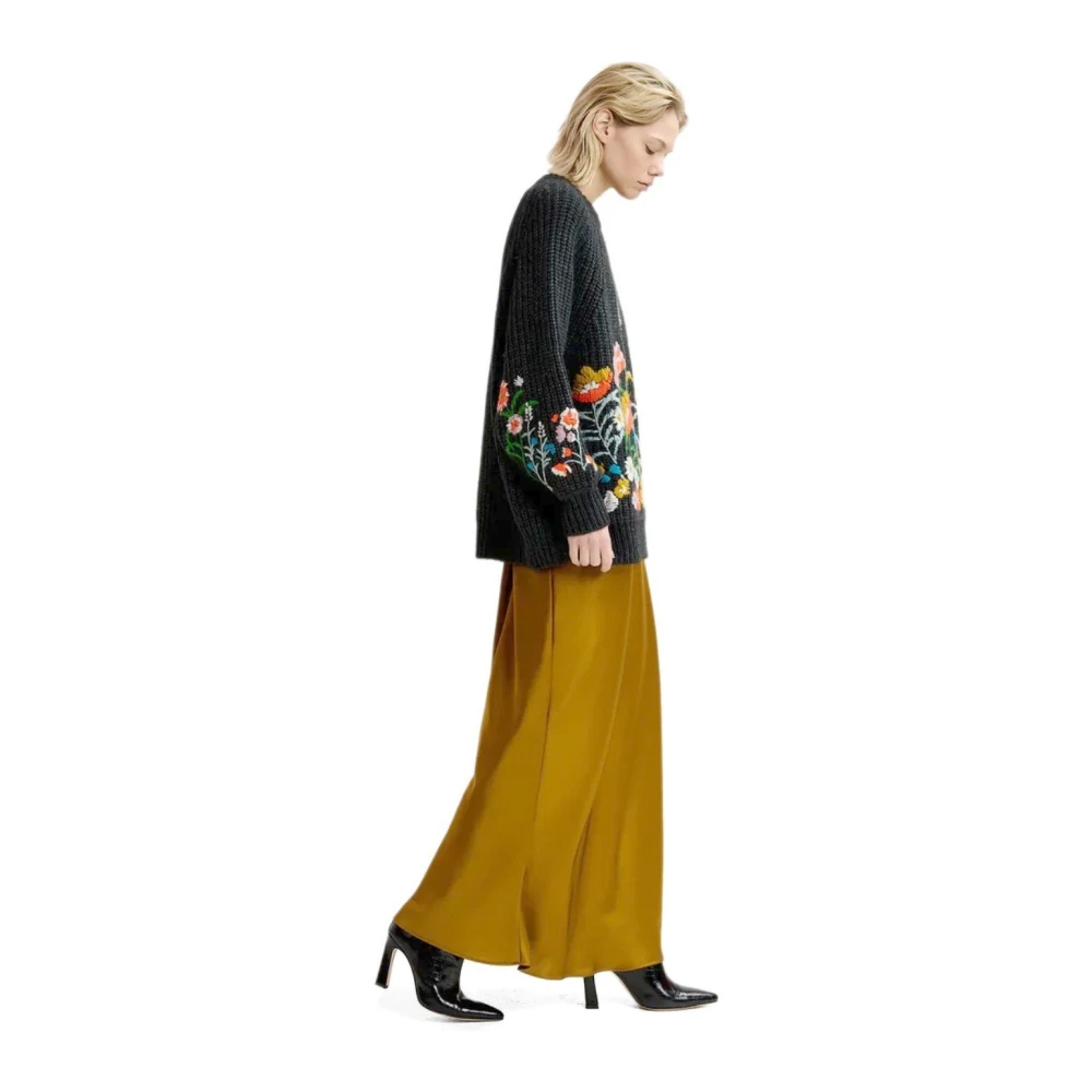 Essentiel Antwerp Donkergrijze Bloemrijke Crewneck Jumper Multicolor Dames