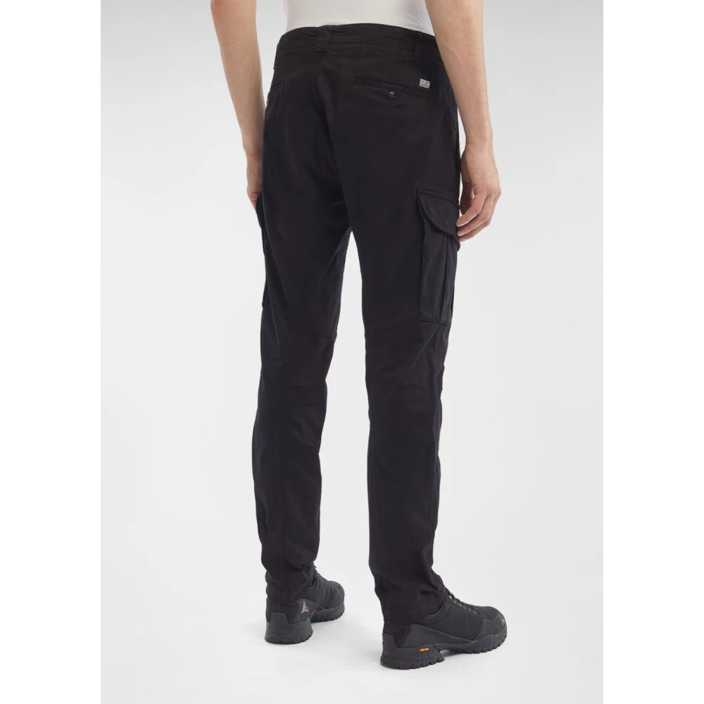 C.P. Company Satin Stretch Cargo Broek Ergonomische Pasvorm Black Heren