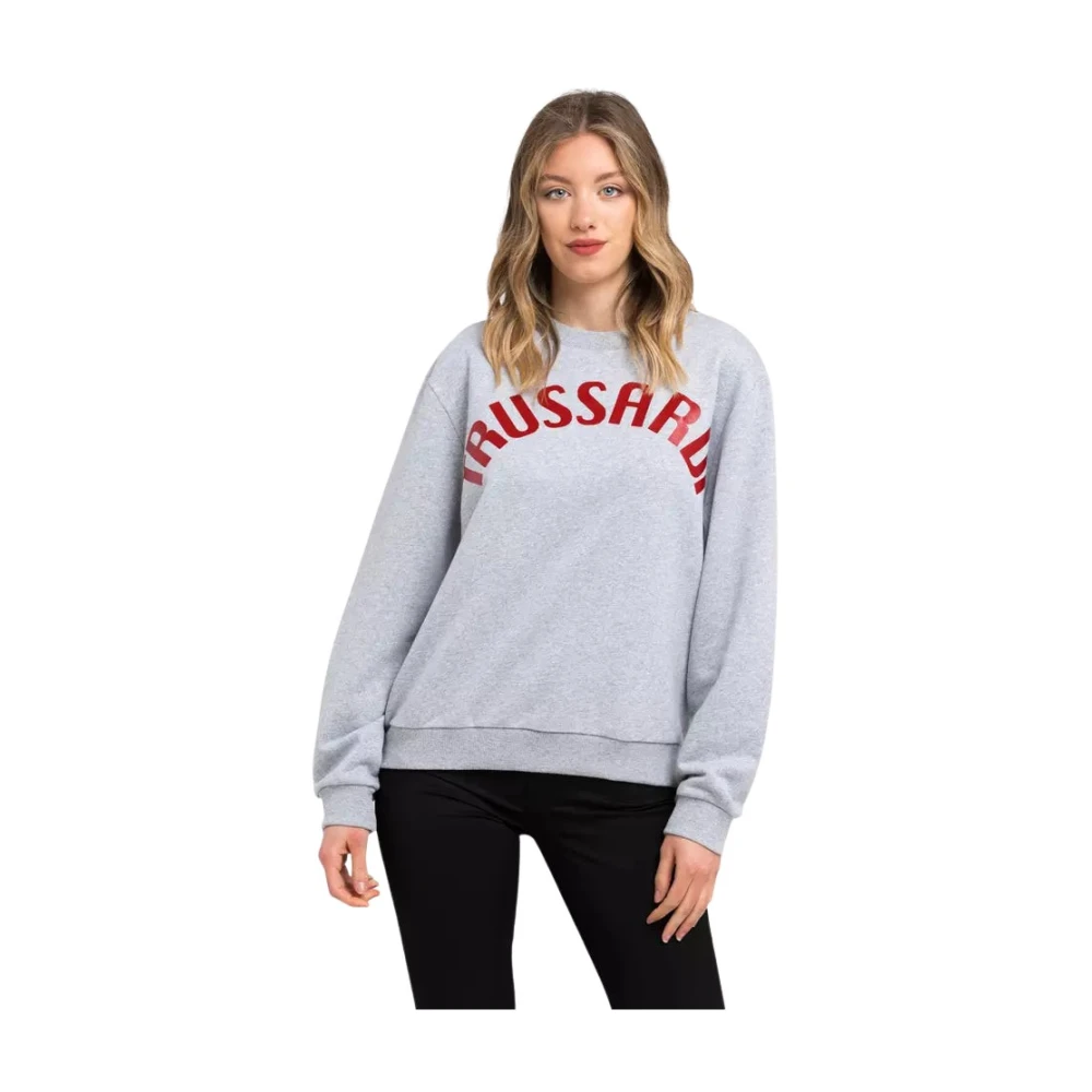 Trussardi , Sweatshirts, Female, Gray, Xs, Oversized Round-Neck Sweatshirt