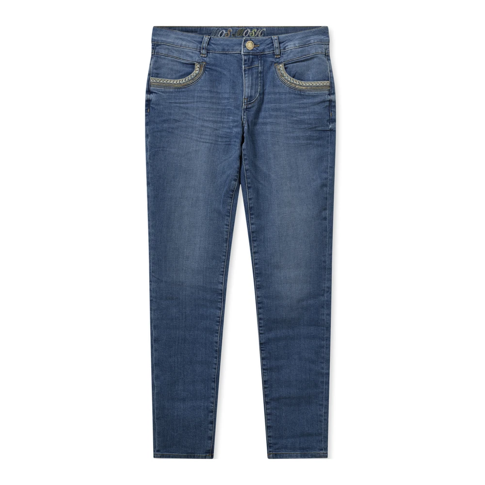 MOS Mosh Klassiska Diva Jeans med Broderade Detaljer Blue, Dam