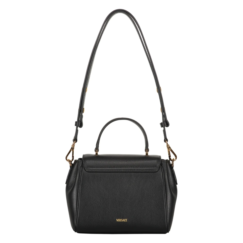 Versace Kalfsleren Crossbody Tas met Klepsluiting Black Dames