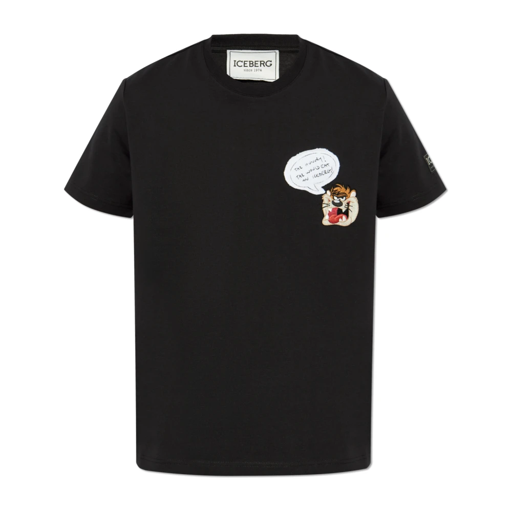 Iceberg T-shirt met patches Black Heren