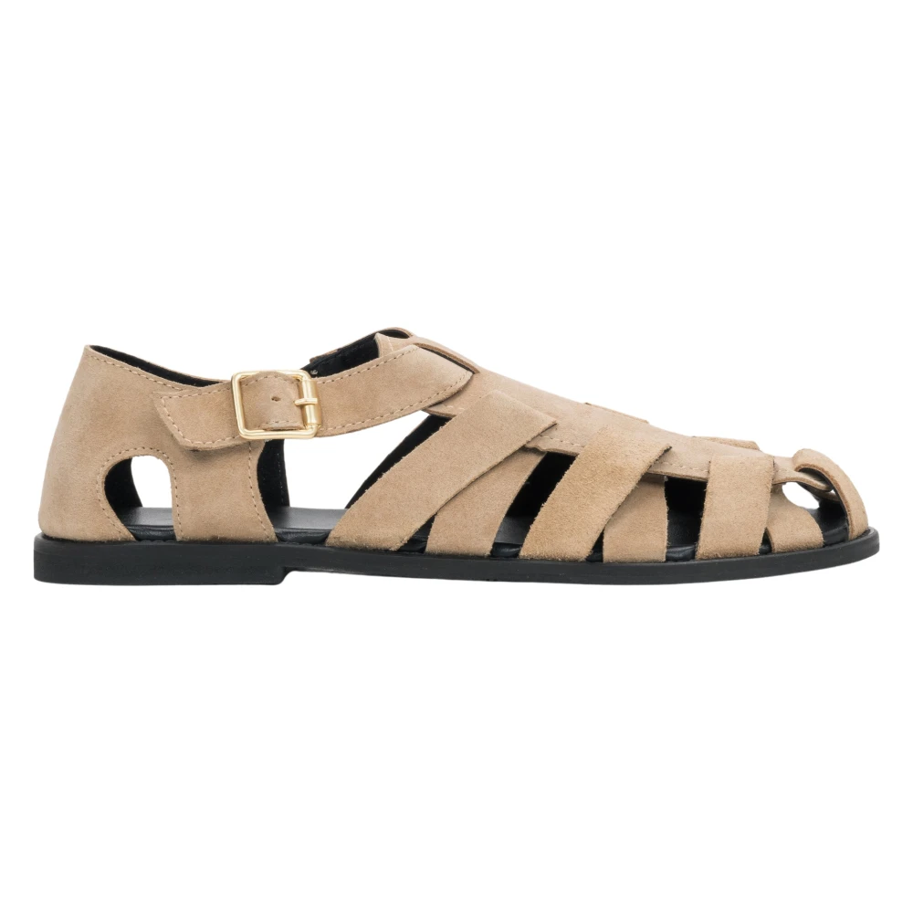 Estro Beige Flat Sandals, Female, 4 Uk, Velour Fisherman Sandals