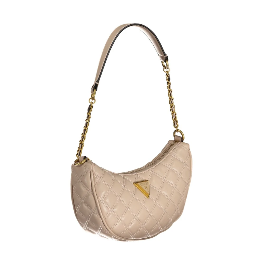 Guess Beige Schoudertas met Rits en Logo Beige Dames