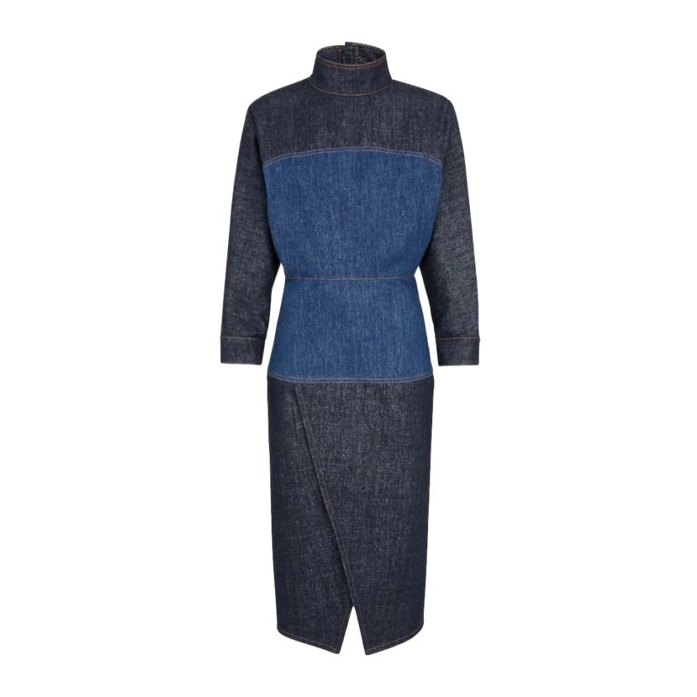 Fendi Denim Gecombineerde Jurk Blue Dames