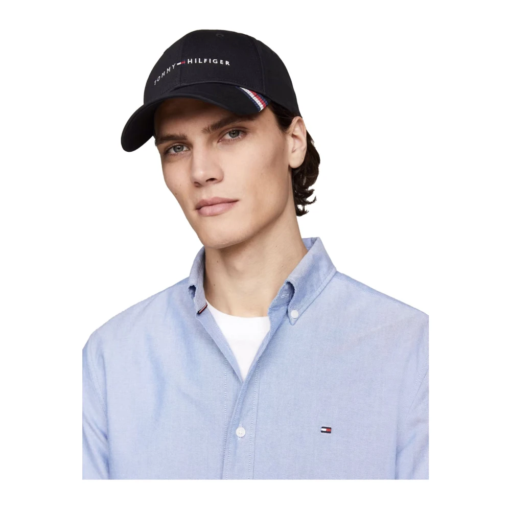 Tommy Hilfiger Geborduurde Katoenen Logo Pet Zwart Black Heren