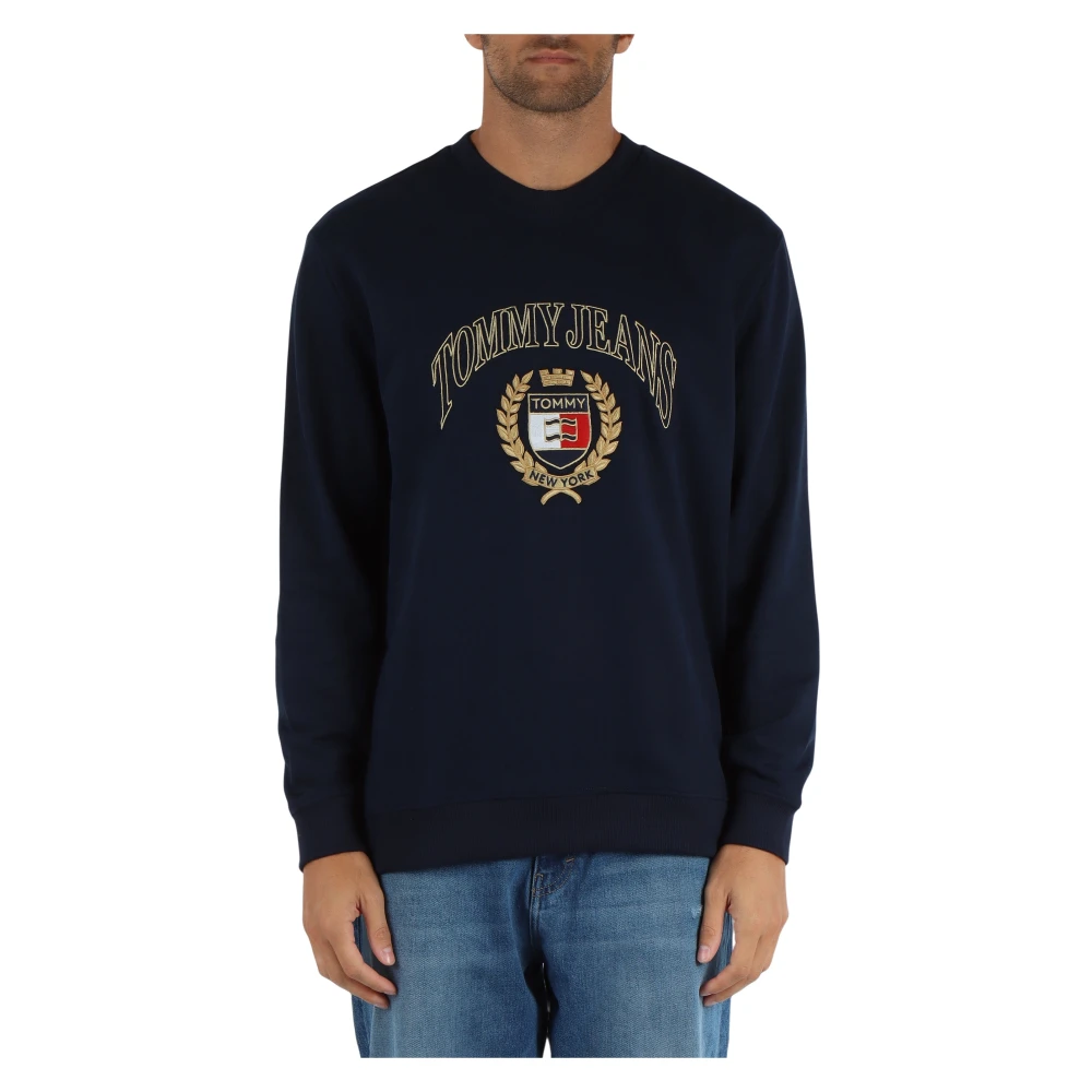 Tommy Jeans Katoenen crewneck sweatshirt met logoborduursel Blue Heren