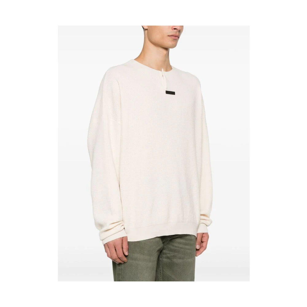 Fear Of God Witte Wafel Gebreide Henley Sweater Beige Heren