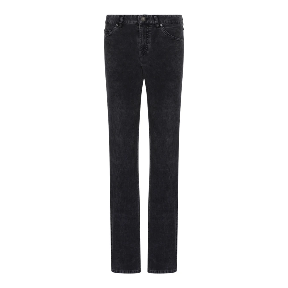 Isabel Marant Women's Black Straight Fit Jeans, Xs, Logo Patch Corduroy Trousers