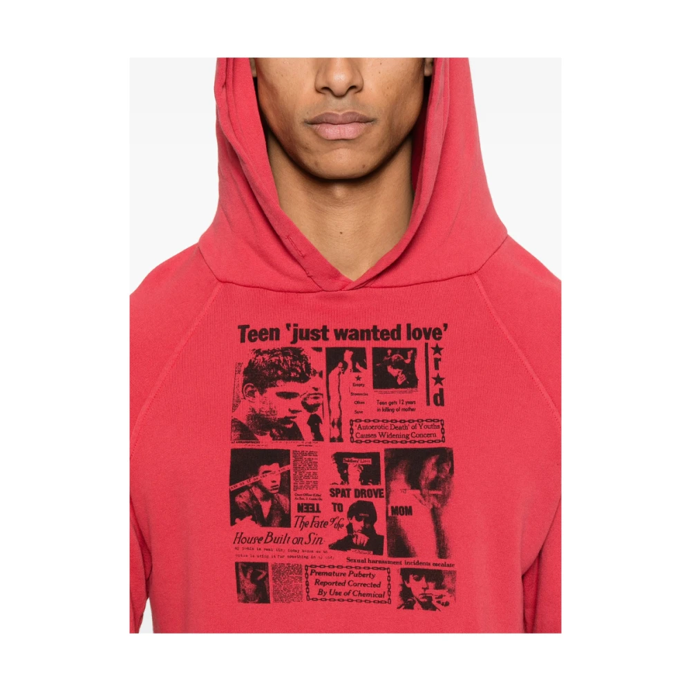 Enfants Riches Déprimés Lichtrode Hoodie Met Distressed Effect Red Heren