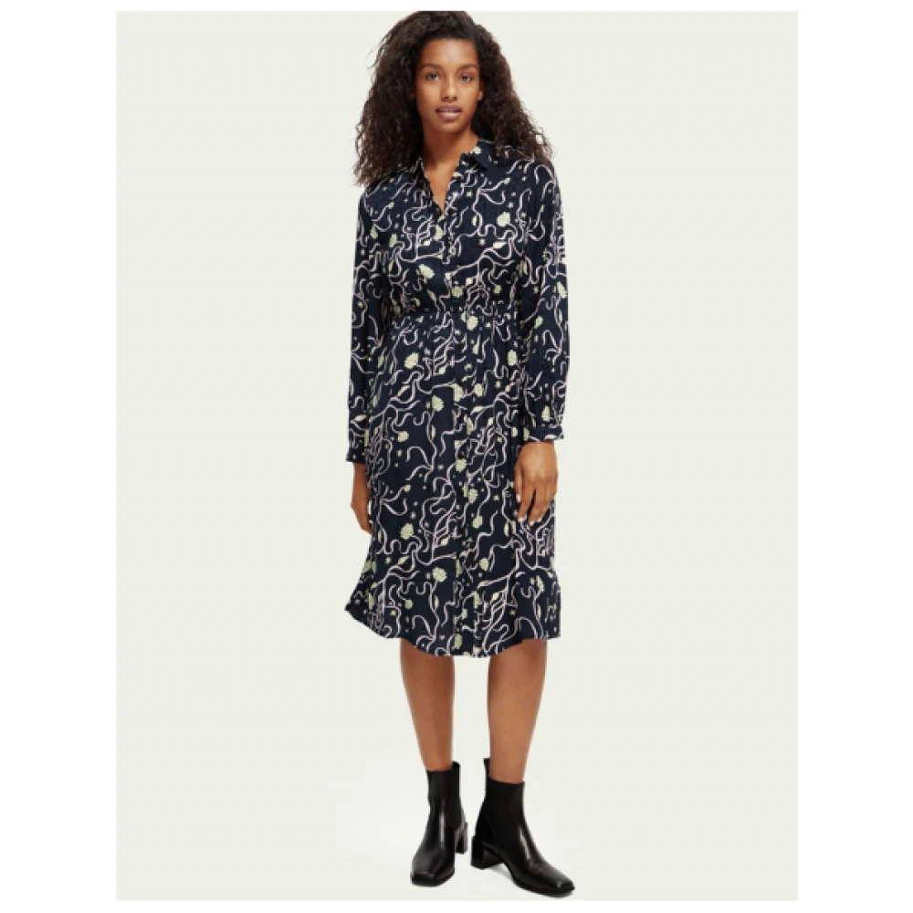 Scotch & Soda Gedrukte Overhemdjurk Blue Dames